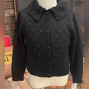 Cat & Jack Black Knit Cardigan with Silver Threads